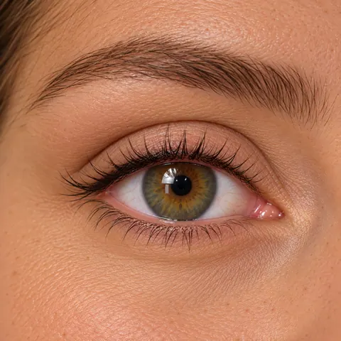 Close-up van een oog met infralash: een vollere wimperrand zonder zichtbare lijn